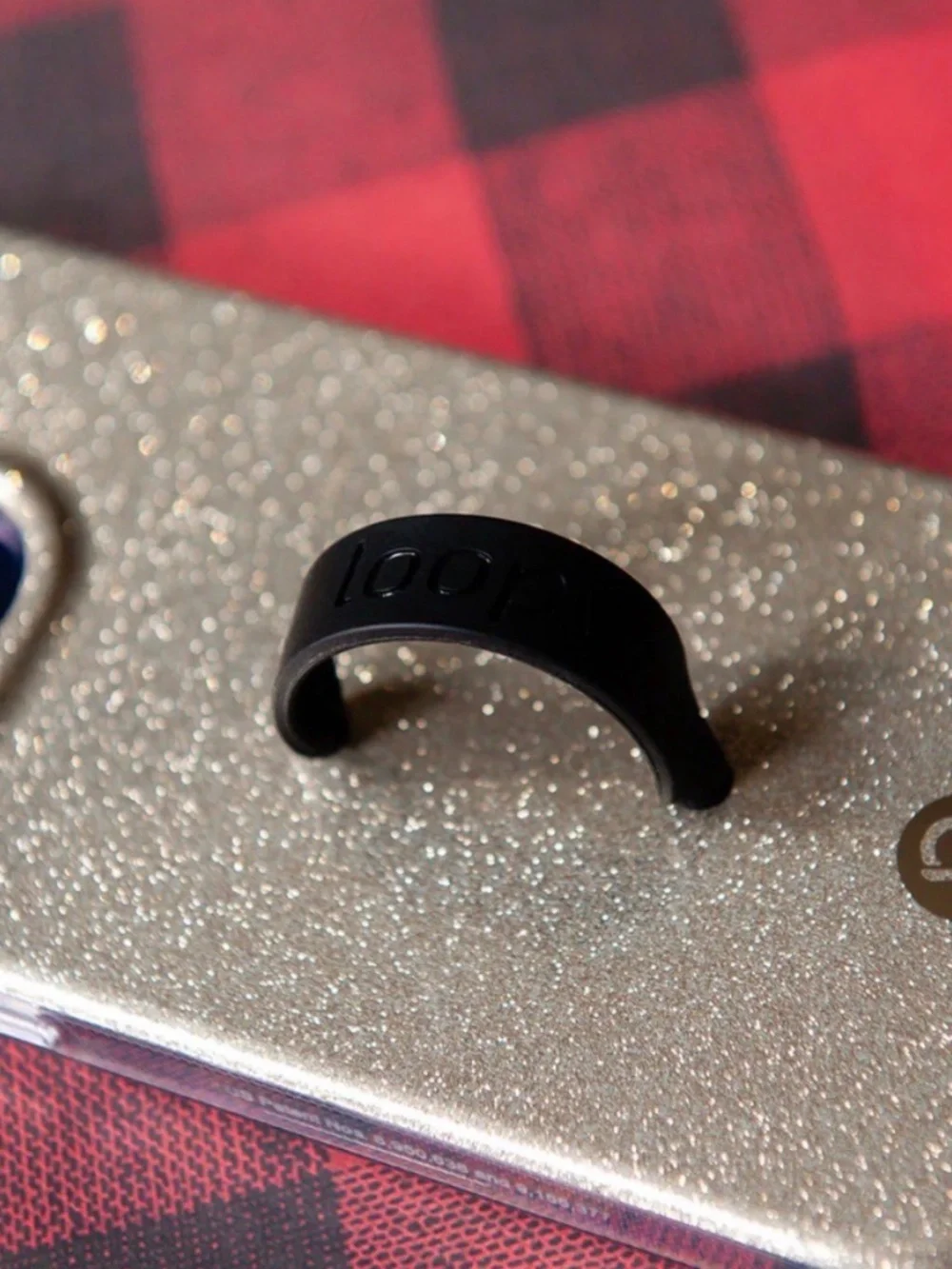 Loopy iPhone 14 Champagne Sparkle Case + Black Glittler Loop